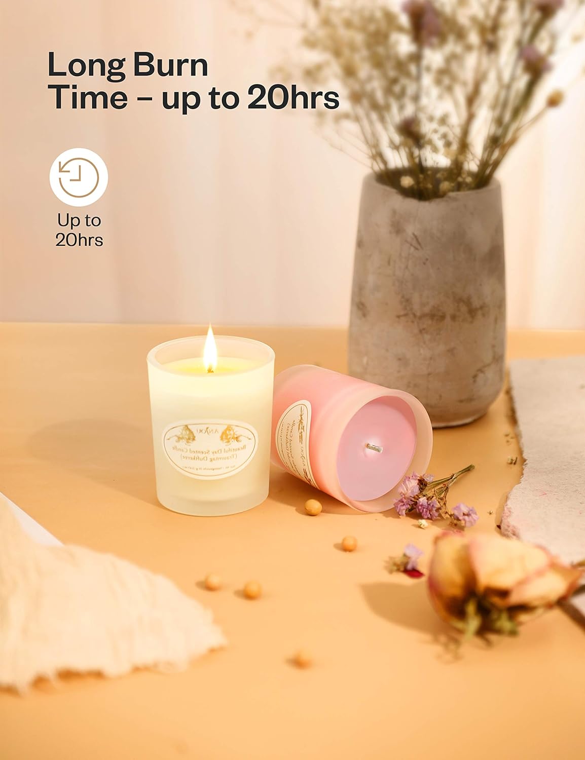 Scented Candles Gift Set, 6 Natural Soy Wax Aromatherapy Candle with Essential Oil for Stress Relief Relaxation, Smoke-Free Strong Fragrance Long Lasting for Christmas Bath Home Decor: Home Improvement