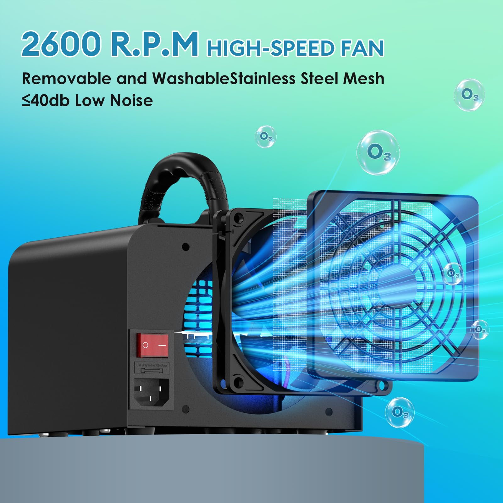 Ozone Generator 60000mg/h, Industrial/Home Ozone Machine, Odor Removal for Areas of 6,000 Square Feet, High Capacity Odor Eliminator for Car, Rooms, Smoke, Pets, O3 Air Purifier Deodorizes (Black)