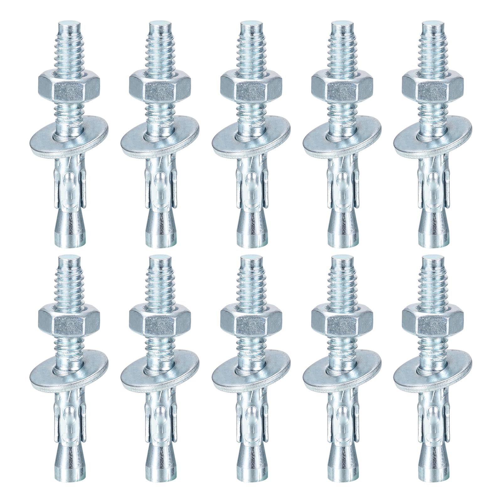 DTGN 1/4" x 1-3/4" Wedge Anchors - 50Pack - Good for Cement and Concrete Wall - Carbon Steel Zinc Plated Screw Bolt Nut Expansion Tube Fasteners