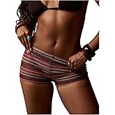 Verdusa Women's Y2K Micro Shorts Colorful Striped Drop Waist Party Going Out Fitted Mini Shorts