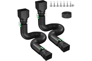 Ogutter Rain Gutter Downspout Extensions, Downspout Extender for Rainwater Drainage Flexible, Extendable 58"+66" Down Spout Drain Extension Pipes (2 Pack, Black)