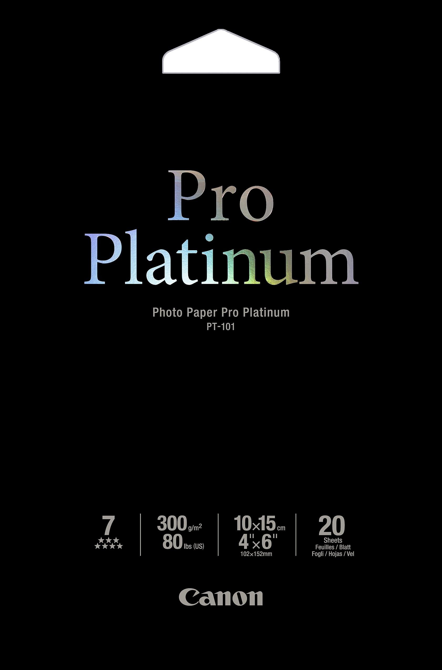 Canon PT-101 – Pro Platinum Photo Paper, 10 x 15 cm, 20 Sheets