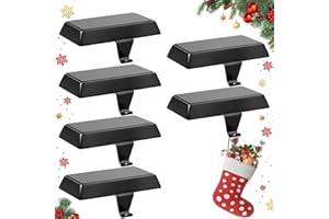 Besslly 6 Pack Metal Christmas Stocking Holders for Mantle, Heavy Duty Stocking Hangers Weighted Stocking Holder Christmas Ornaments for Counter Table Window Fireplace Mantel Decorations, Black