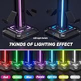 KDD Headset Stand w/ Controller Holder, 9 Light Modes, Rotatable Hook - Black view 3