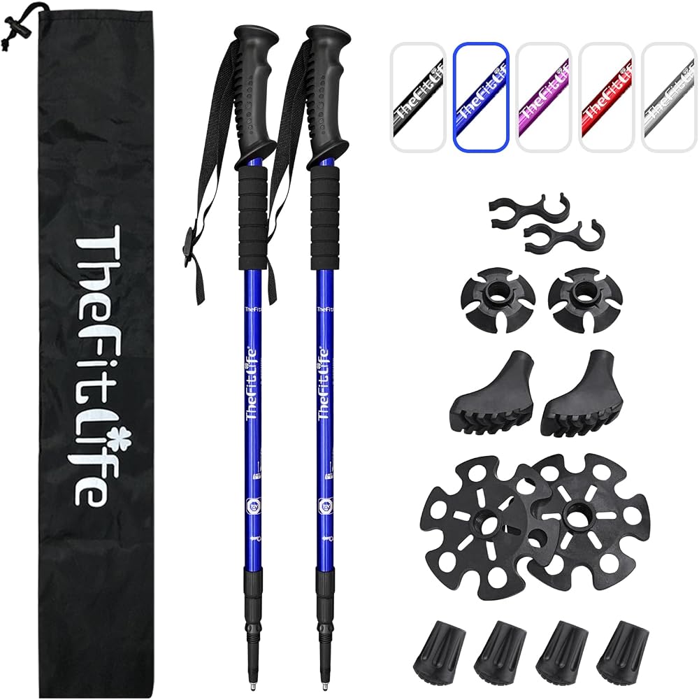 TheFitLife Hiking Poles 2 Pack Telescopic Antishock Quick Lock Ultralight