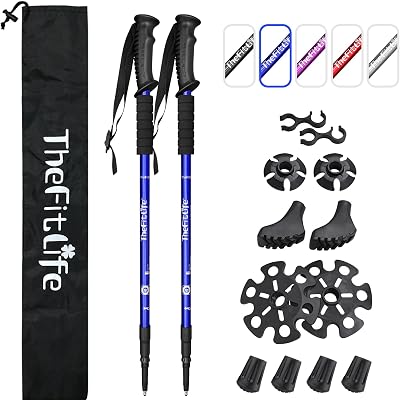 TheFitLife Hiking Poles 2 Pack Telescopic Antishock Quick Lock Ultralight