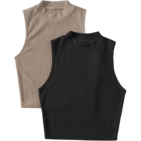 Verdusa Women's Half Zip Mock Neck Crop Tank Tops Ribbed