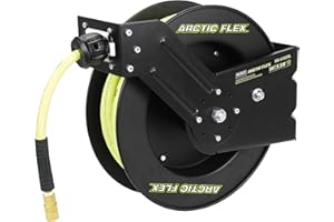 3/8" x 50' Retractable Air Hose Reel with Hybrid Polymer Air Hose
