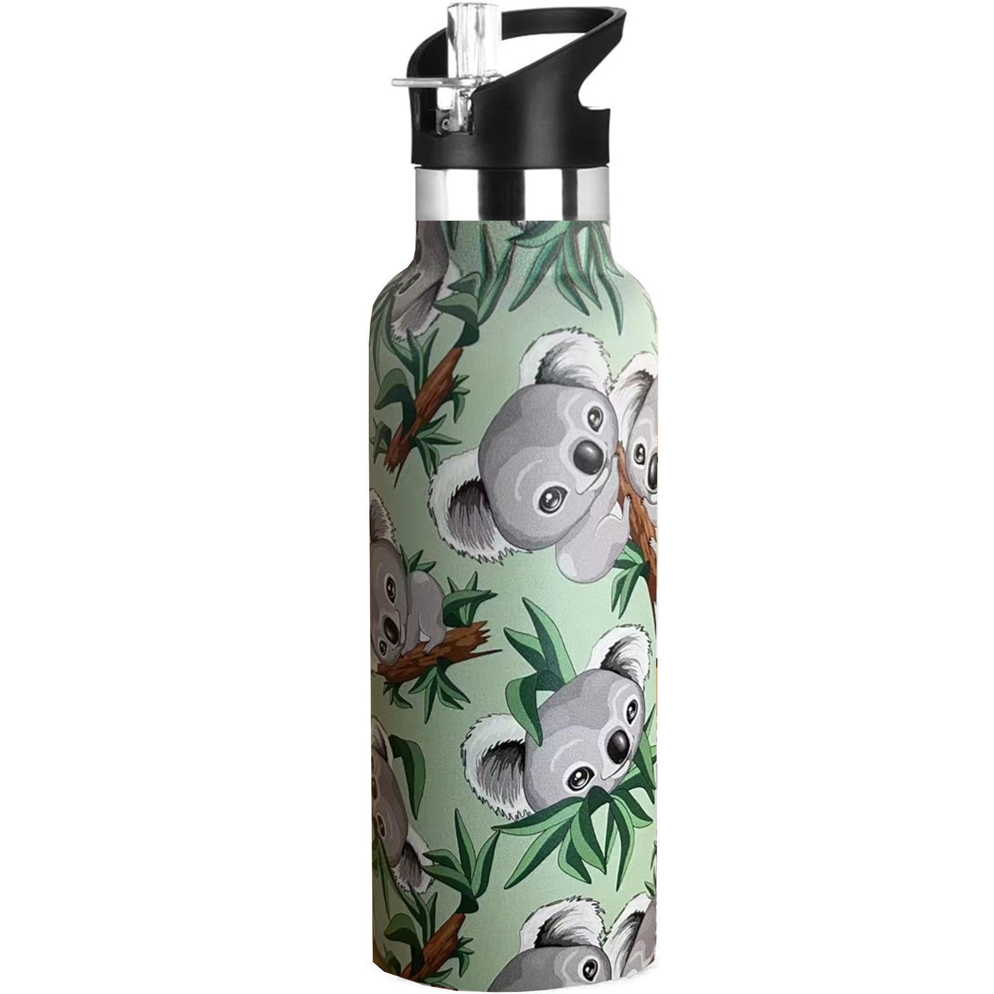 Photo 1 of Xinvast Koala Water Bottle Adult Kids With Straw Lid Insulated Stainless Steel Travel Mugs for Sport Gym Outdoor 20oz