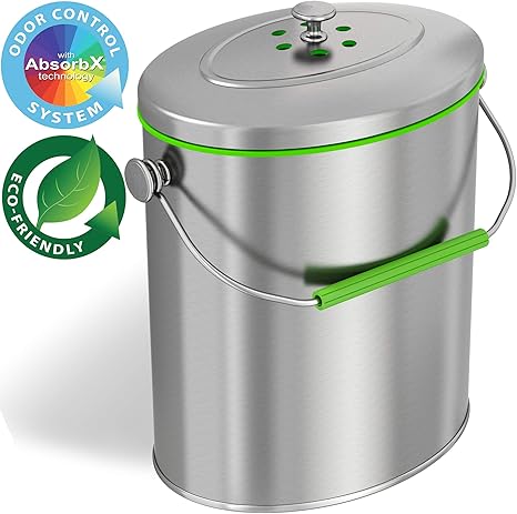 Amazon.com: iTouchless Titanium 1.6 Gallon Oval Compost Bin with