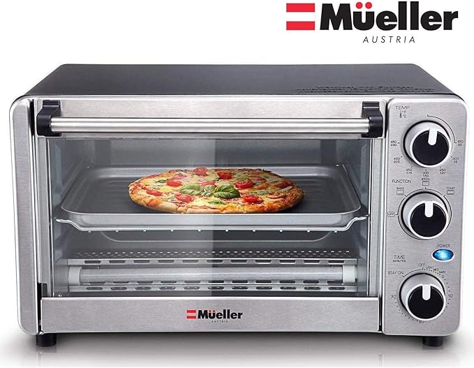 Toaster Oven 4 Slice, Multifunction Stainless Steel with Timer Toast