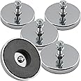 Master Magnetics Ceramic Round Base Magnet with Bolt and Nuts - 2.04" Diameter, 1.25" Height, 35 Pound Pull, Nickle Plated, Pack of 5, RB50B3NX5
