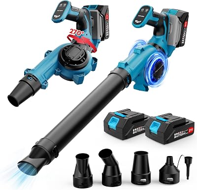 Kidovin Cordless Leaf Blower 2x3000mAh Batteries Charger 3 Speeds 210kmh