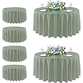 sancua Round Tablecloth 108 Inch Diameter, 6 Pack - Circle Polyester Fabric Table Cloth for Wedding Party Reception Banquet Birthday, Washable Formal Table Cover (Fit 42-96 Inch Tables), Sage Green