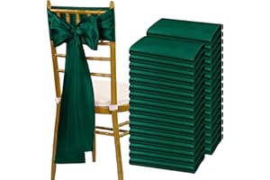 fani 120 PCS Forest Green Satin Chair Sashes Bows Universal Chair Cover for Wedding Reception Restaurant Event Decoration Banquet,Party,Hotel Event Decorations (7 x 108 inch)