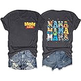 Mama Shirt for Women Mom Life T Shirt Mothers Day Tops Mom Birthday Crewneck Short Sleeve Tops