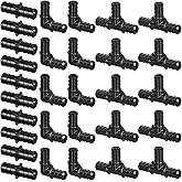 30pcs 1/2" Poly PPSU Barb Crimp PEX Fitting Combo, No Lead | 10pcs Each Elbows Tees Straight Couplings for PEX Pipe