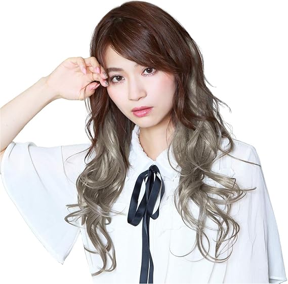 Amazon Prisila プリシラ Tx 26 エクステ 襟足ウィッグ ロング カール グラデーションカラー ハーフウィッグ ファッションウィッグ レディース 耐熱 つけ毛 かつら オリーブグレー エクステンション 通販