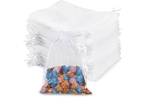 Sukh 100PCS Organza Bags 4"x6" - Small Organza Sachet Jewelry Gift Favor Bags Drawstring Mesh Bags Gifts Valentines Wedding E