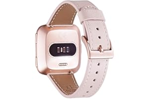 WFEAGL for Fitbit Versa 2 Bands Women Men, Top Grain Leather Band Replacement Strap Bracelet Wristband for Lite/SE Fitness Sm