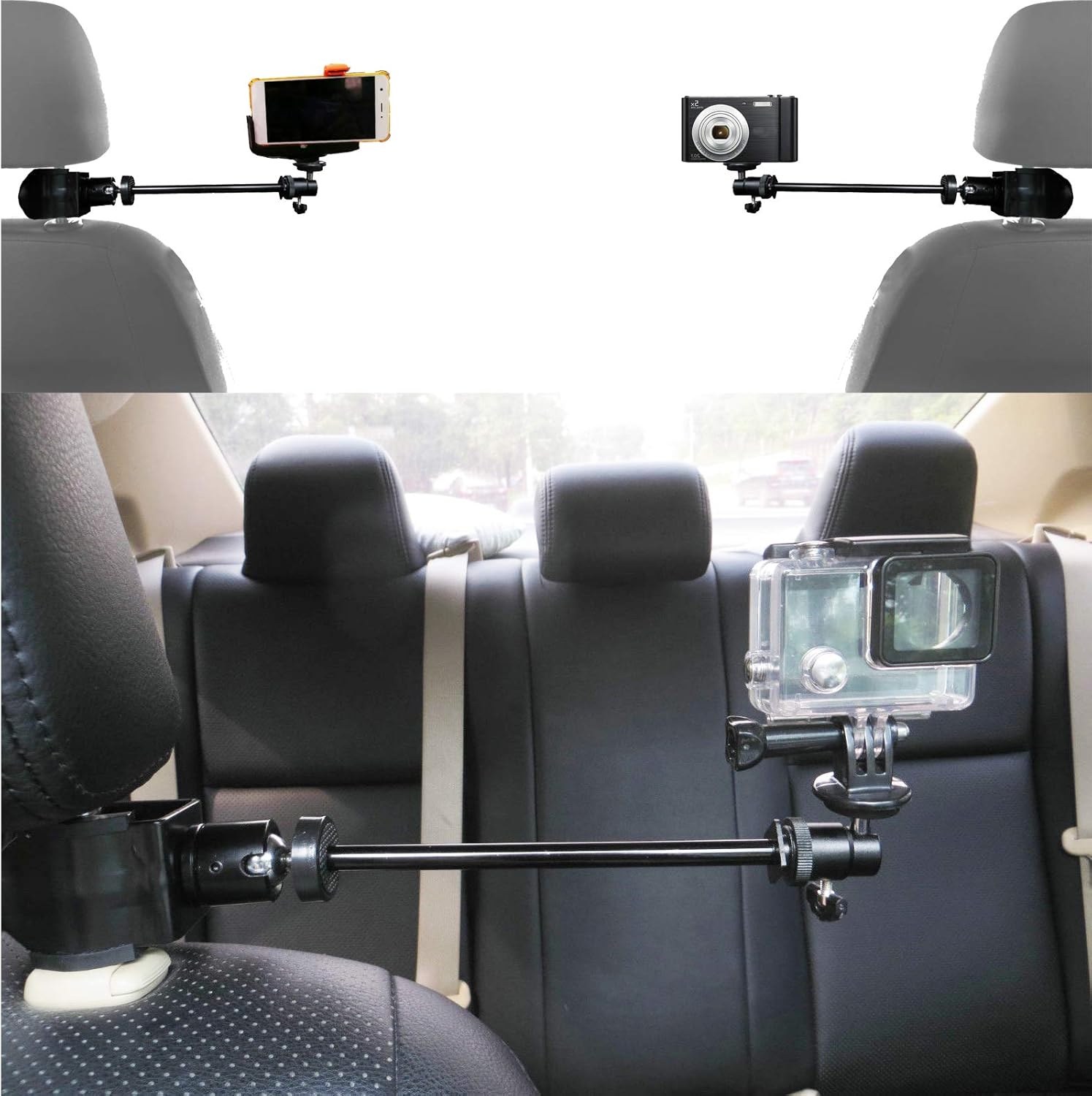 3in1 Universal Heavy Duty Car Headrest Mount Holder for