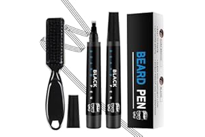 LLOXIIEAN Beard Pencil Filler for Men Black - Beard Pen with Beard Brush Waterproof, Barber Pencil Long-Lasting Mens Grooming Kits Create Natural Beard Color for Men Birthday Gifts for Dad (Black)