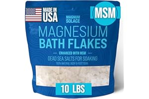 MAGNUM SOLACE Magnesium Flakes with MSM - Magnesium Chloride Flakes - Dead Sea Salts for Soaking, 10 LBS