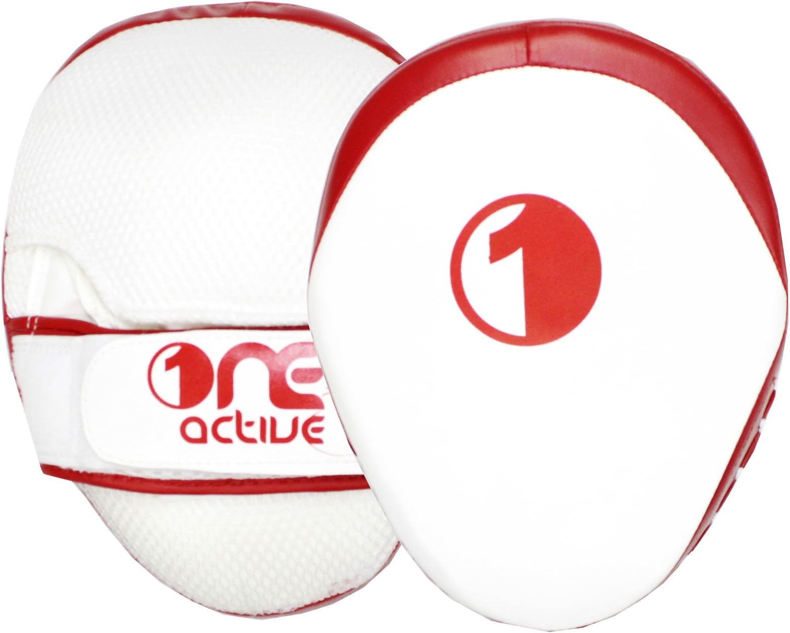 Focus Pads Hook & Jab Gloves Boxing Punching Mitts Strike Shield (White & Red)