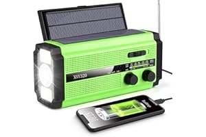 AIVICA 5000mAh/18500mWh Emergency Hand Crank Radio with 2 Solar Panels,Portable AM FM NOAA Weather Radio,Rechargeable Battery Powered Radio,USB Charger,SOS,Flashlight,Reading Lamp for Home Outdoor
