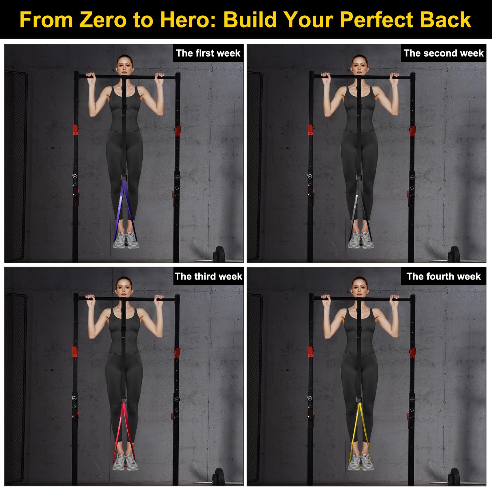 Ally Peaks Pull Up Assistance Bands，Heavy Duty Resistance Band for Pull Up Bar，Adjustable Weight/Size with Fabric Feet/Knee Rest Pull up bands,Up to 410lbs Assistance，resistance bands and assist bands