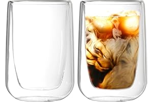 Youngever 2 Pack 5.5 Ounce Espresso Cups, Double Wall Thermo Insulated Espresso Cups, Glass Coffee Cups (Round)