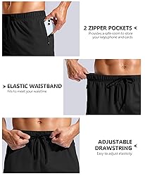 Pudolla Men's Workout Running Shorts with Zipper