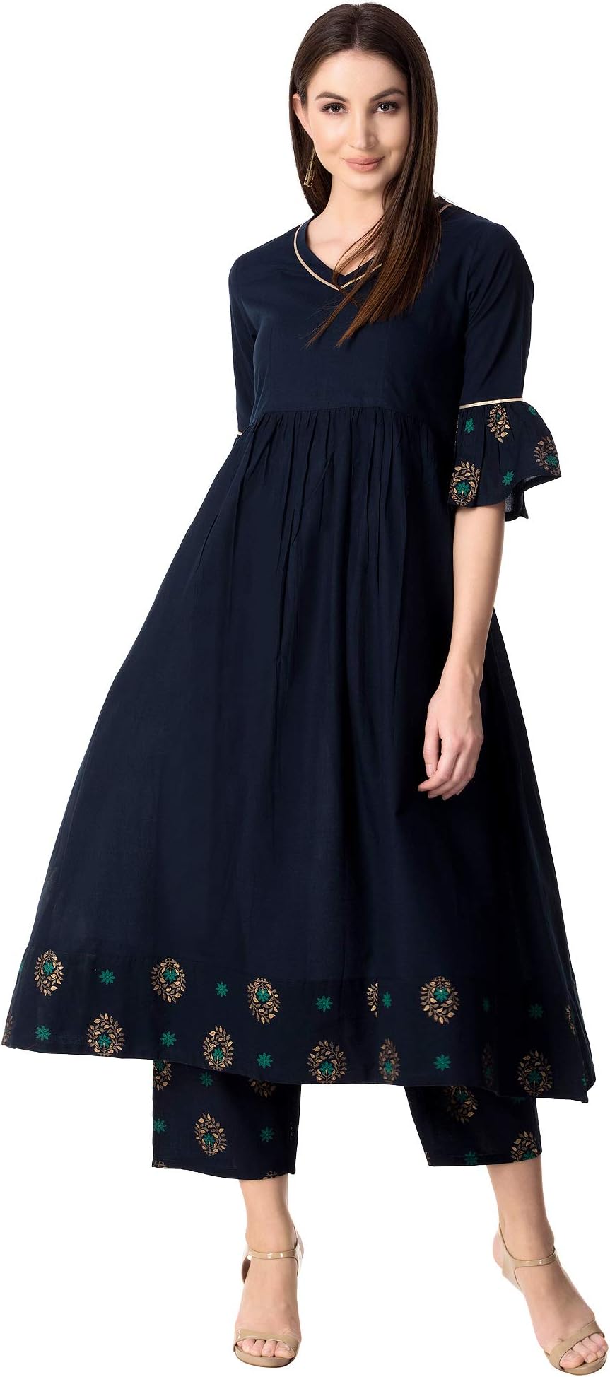 Khushal K Women's Cotton Kurta With Palazzo Set