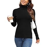 Rocorose Women's Ribbed Turtleneck Sweater Long Sleeve Knitted Solid Pullover