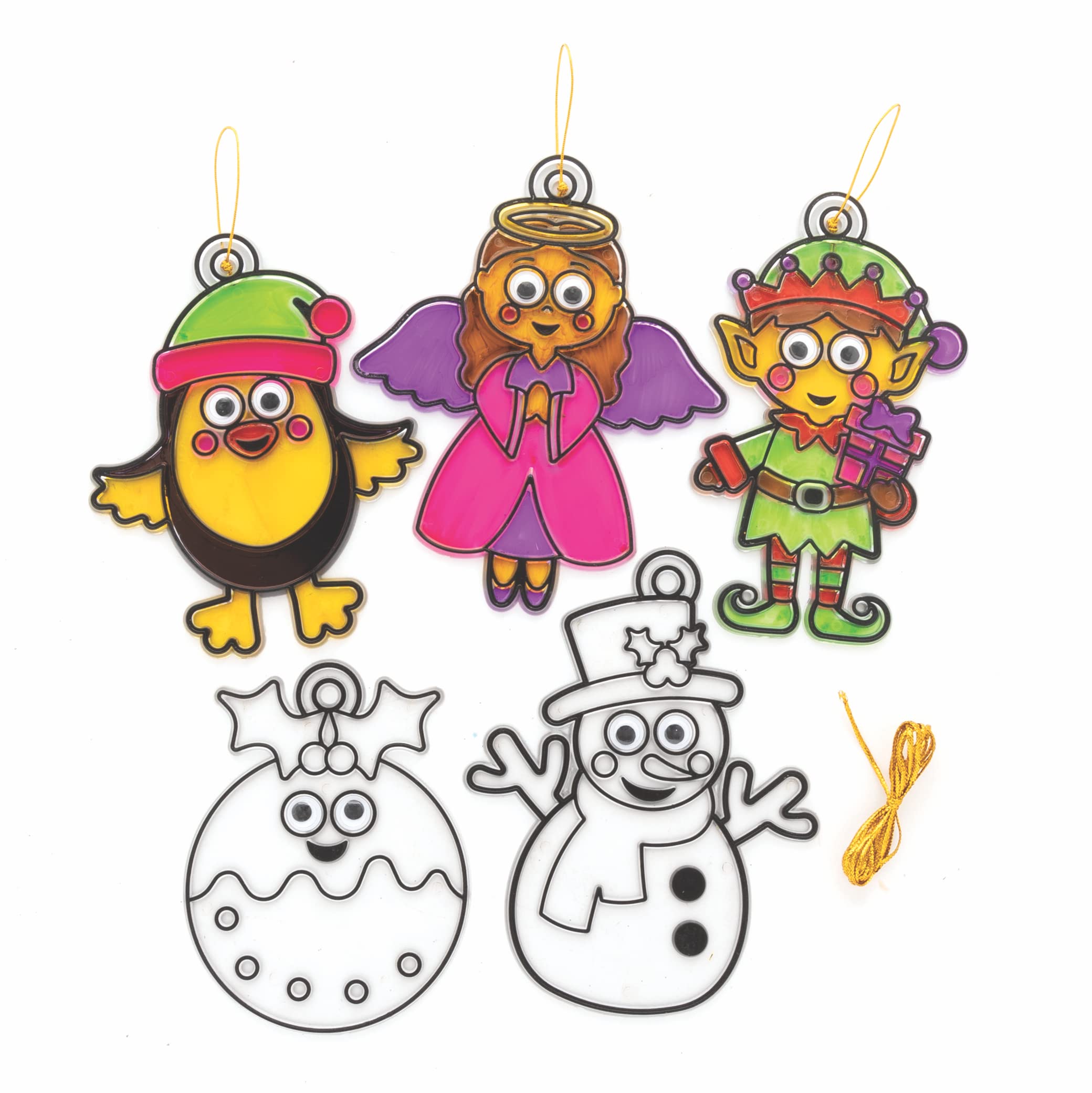 Baker Ross Wiggle Eye Suncatcher Decoration – Pack of 8, Kids Paint Your Own Christmas Bauble Arts and Crafts