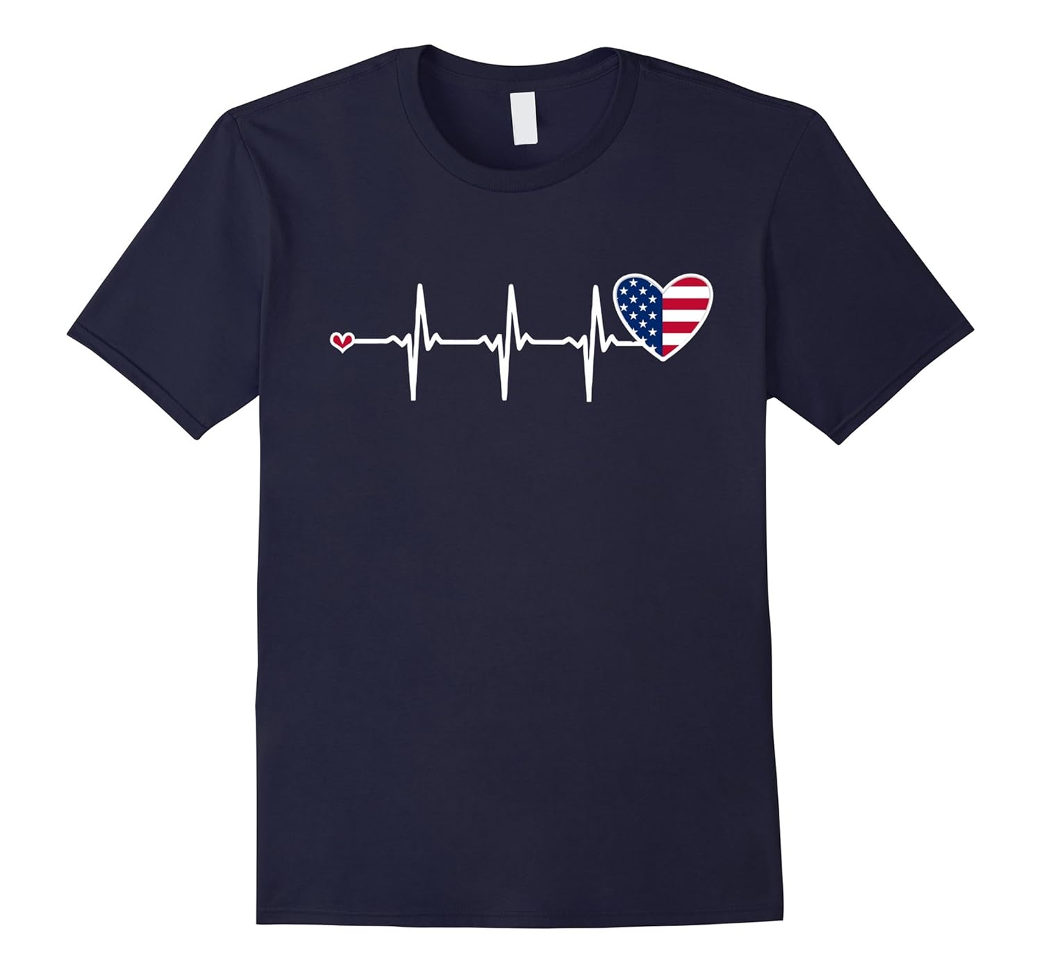 Heartbeat American Flag T-Shirt Cool USA Patriotic Top Tee-Rose