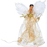 Kurt S. Adler, Inc. UL2219 Kurt Adler 10-Light 12" Ivory & Gold Black Angel Treetop
