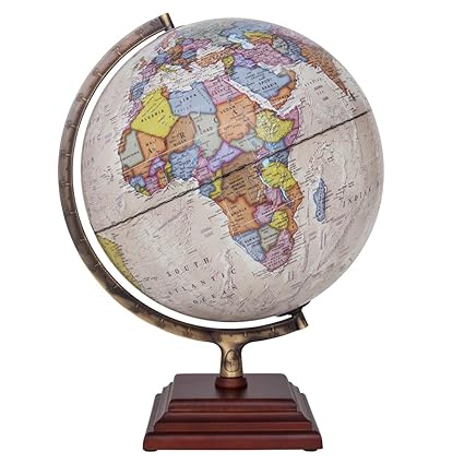 Waypoint Geographic Atlantic Illuminated 12 Globe with Stand - Over 4, 000 up-to-Date Points of Interest - Wood 3-Step Style Stand & Politically Styled World Globe for Home, Office & Classroom