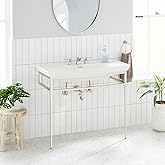 Signature Hardware 425109 Olney 40" Vitreous China Console Sink with Stainless Steel Base and 3 Faucet Holes at 8" Centers - 