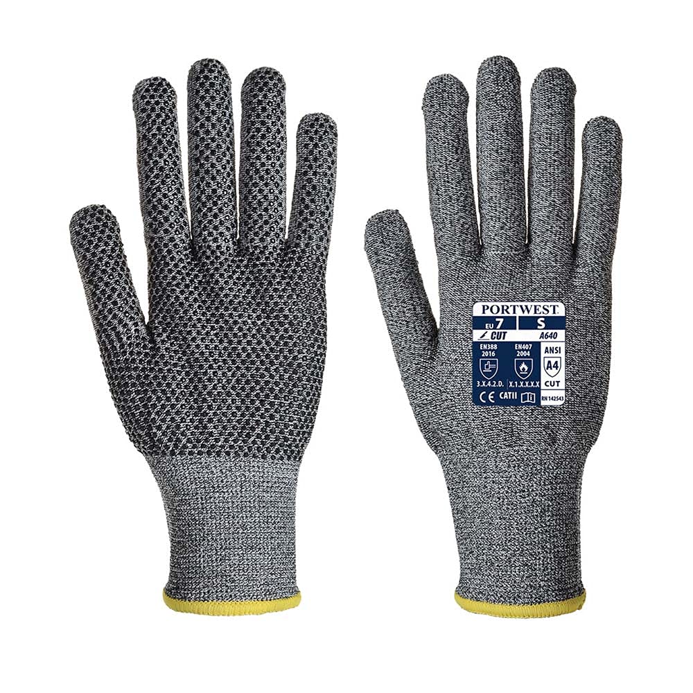 Portwest A640 Cut Resistant Sabre-Dot Glove Grey, XX-Large