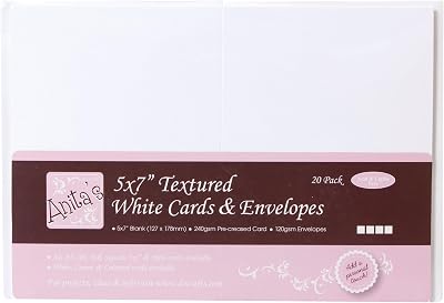 Anita's Plain White Cards & Envelopes 5x7 Pack of 20 240gsm