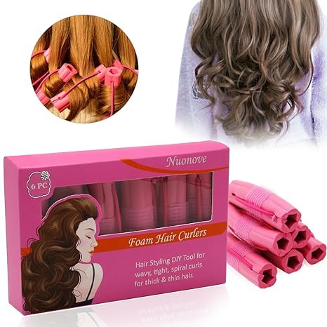 Lockenwickler Rollen Haarklammern Schaum Rosa, DIY Schlaf Schaum Lockenwickler Werkzeug, Soft & Comfortable DIY Curler Roller