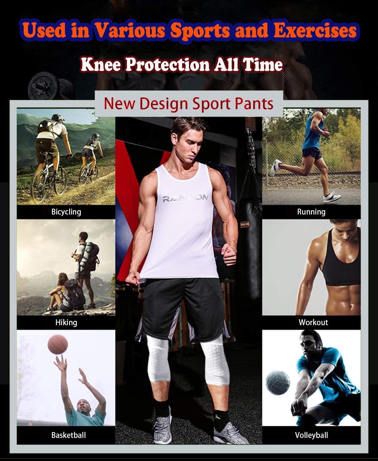 Basketball Compression Pants With Knee Pads, White 3/4 Capri Compression Pants Padded, Basketball Tights Leggings for Men Women Boys Girls, Youth Knee Pads for Basketball Softball Volleyball Soccer : Sports & Outdoors