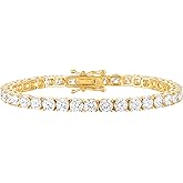 KISPER Tennis Bracelet for Women - 24K White Gold or Gold Plated Round Cut AAAAA CZ, 3mm/4mm Width, Elegant Jewelry Gift, 6.5/7/7.5 Inch