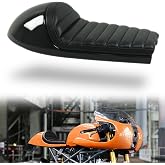 DKMOTORK 0391 Motorcycle Hump Cafe Racer Seat All Black（gloss black finish, subframe modification is required）