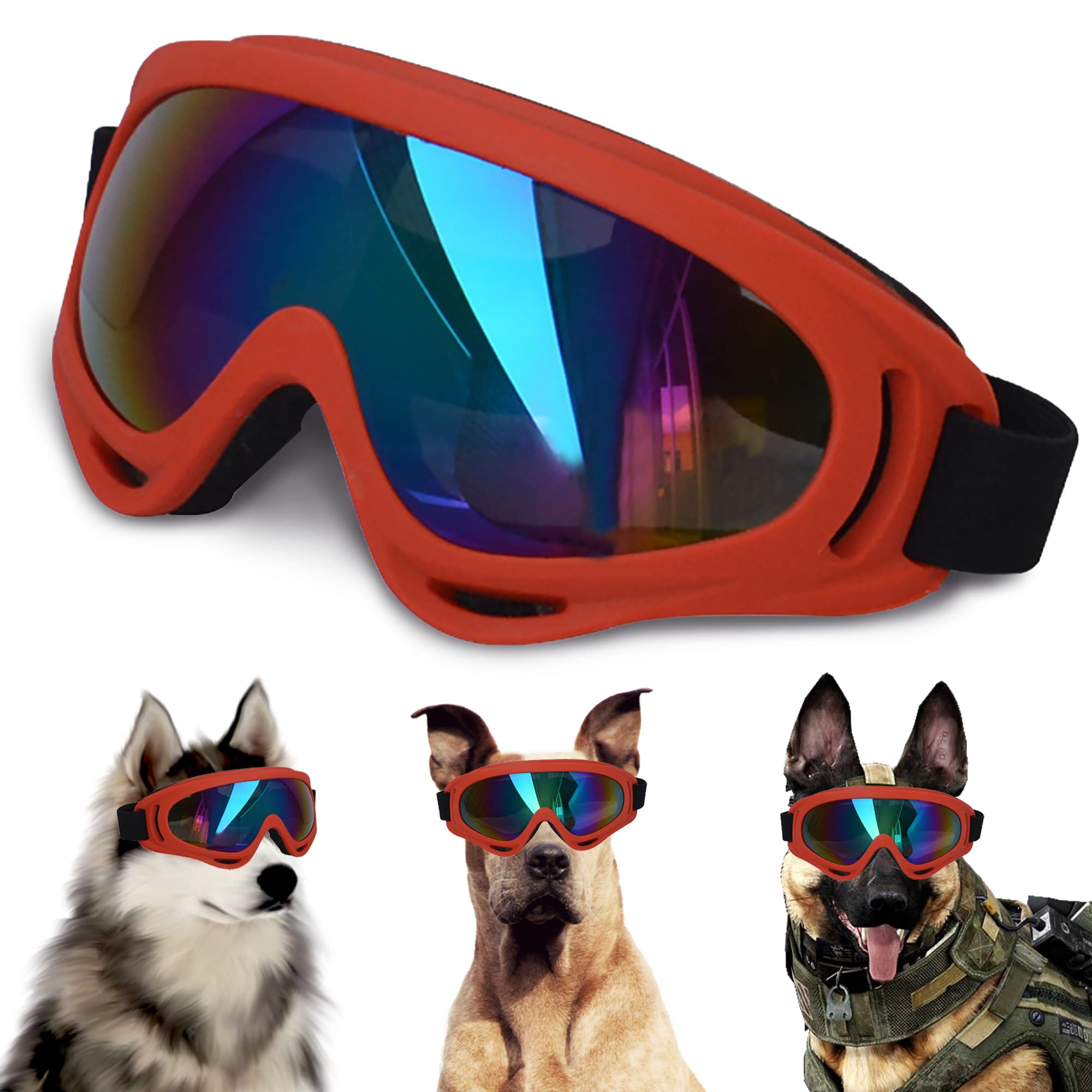 Dog Sunglasses with Adjustable Strap UV Protection,Winproof Puppy Sunglasses,Suitable for Large Medium-Dog Pet Glasses,Dogs Eyes Protection