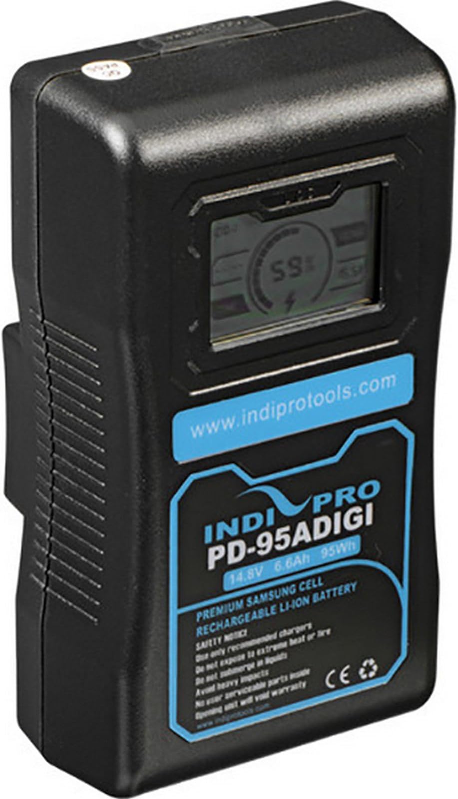 IndiPRO Compact Series 95Wh 14.8V Gold Mount Li-Ion Battery | Maximum 10A Continuous Draw | Single 14.8V D-Tap Output| LCD Screen Indicator | 4-LED Power Gauge | Designed for Video Cameras & Lights