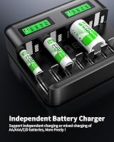 EBL LCD Universal Battery Charger 8 Bay AA AAA C D Ni-MH USB Type C 2A view 6