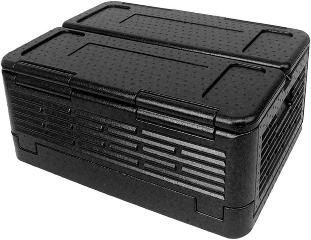 Easy-topbuy Portable Folding Cooler Box 60L Large Capacity Super Insulation Effect Food Storage Box Outdoor Picnic Camping Fishing Black 600406257mm