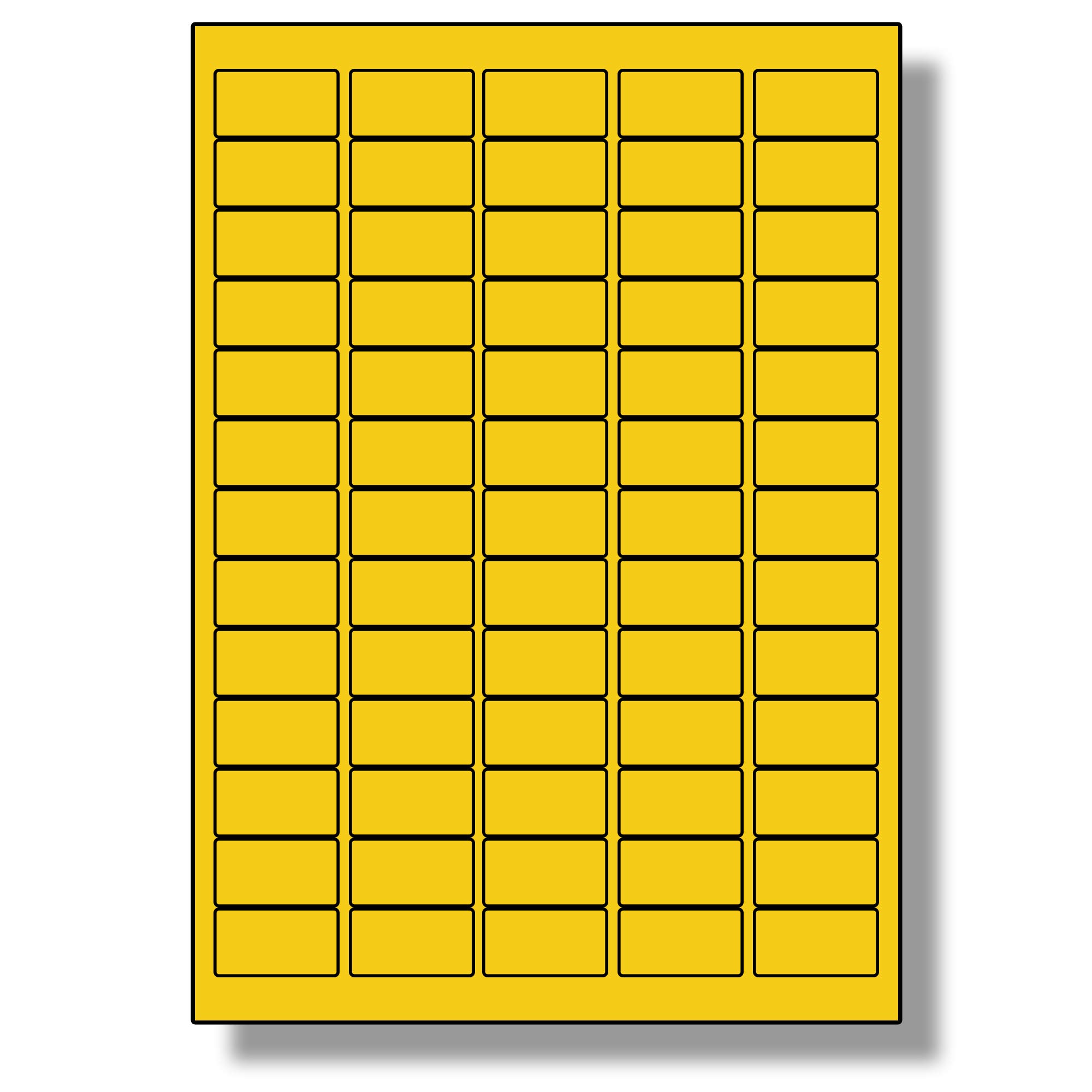 Label Planet® 65 Per Page/Sheet, 5 Sheets (325 Sticky Yellow Mini Labels), Blank Plain Matt Quality A4 Coloured Stickers, for Laser/Copier/Inkjet Printer, UK LP65/38C, 21.2 x 38.1 MM, Colour Coding